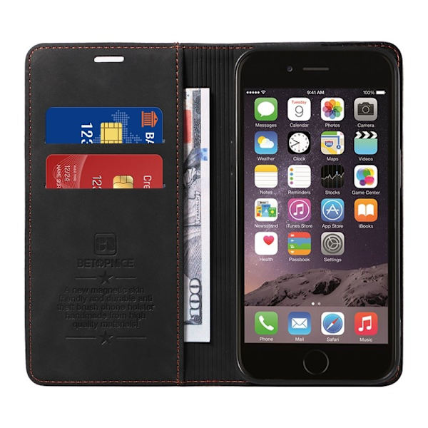 BETOPNICE 003 iPhone 6 Plus/7 Plus/8 Plus Plånboksfodral TPU+PU - Svart