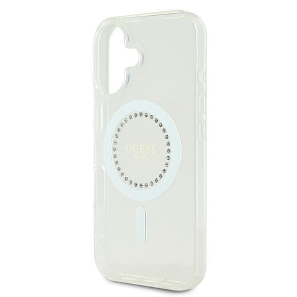 Guess Mobilskal till iPhone 16 Plus MagSafe IML Rhinestones - Vit Vit