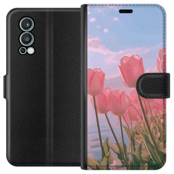 OnePlus Nord 2 5G tegnebog med lyserøde tulipaner