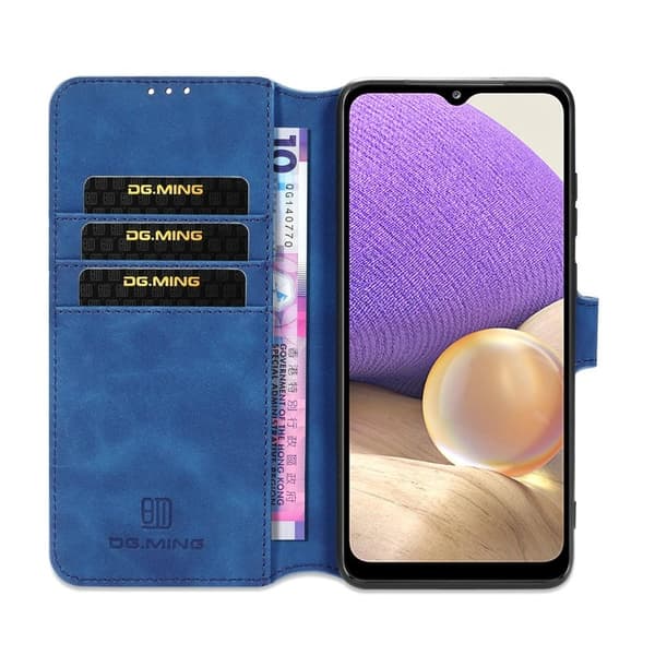 DG.MING Retro KonstläderPlånboksfodral Samsung Galaxy A32 5G Blå