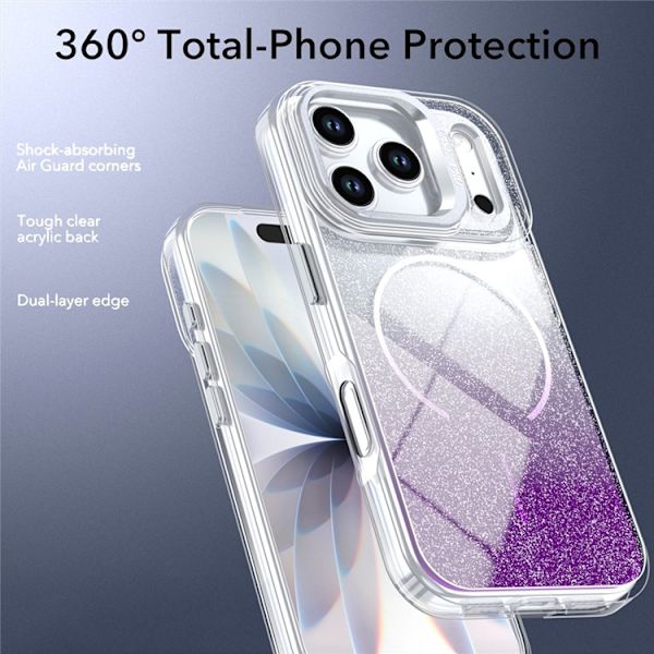 Mobilskal till iPhone 17 Pro Max MagSafe Shockproof Glitter Gradient - Lila Lila