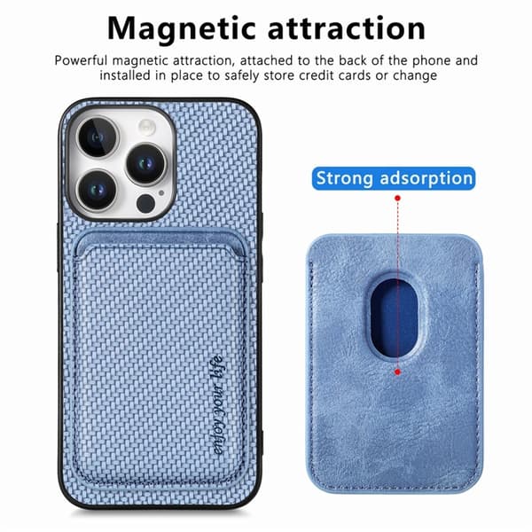 Mobilskal till iPhone 16 Pro Max korthållare Carbon Fiber - Blå Blå