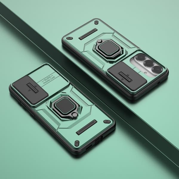 Mobilskal till Samsung Galaxy S26 Plus Plast Kickstand Skydd med Linsskydd Grön