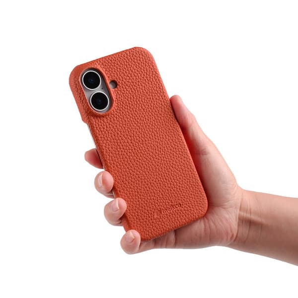 MELKCO Mobilskal till iPhone 17 Äkta Läder PC MagSafe Kompatibel Orange