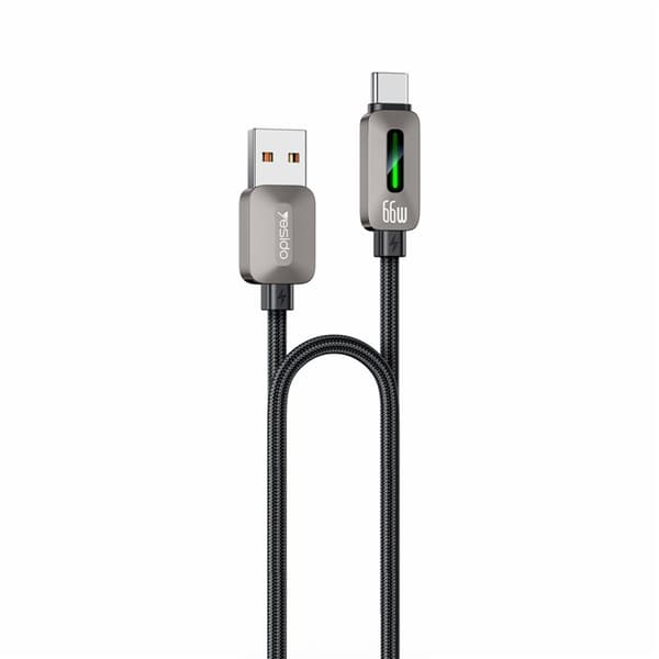 YESIDO USB-A - USB-C 66W Kabel 1.2m CarPlay - Grå Grå