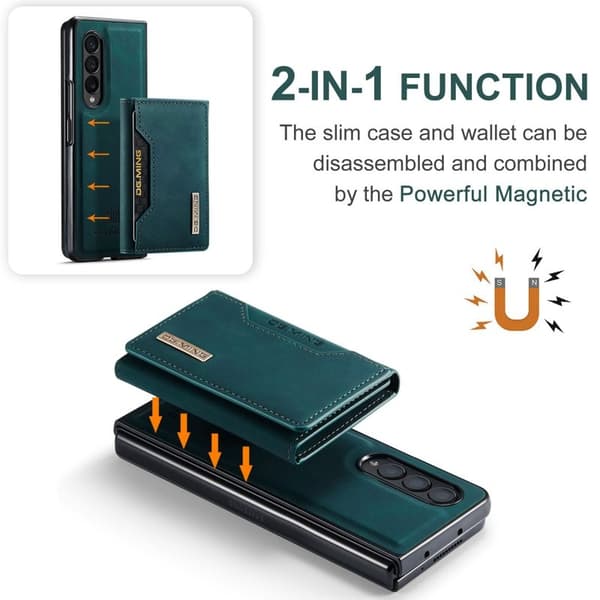 DG.MING Samsung Galaxy Z Fold4 Konstläder Plånboksfodral Magnetisk Grön