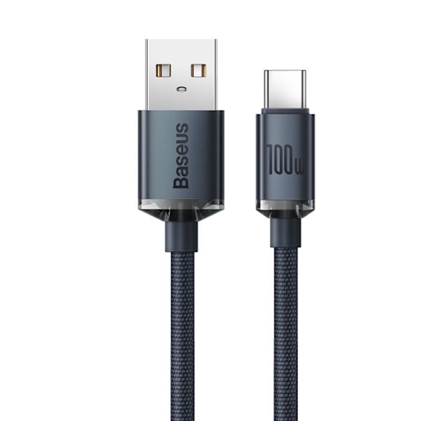 Baseus Crystal USB-C till USB-A kabel 100W 2m - Svart Svart