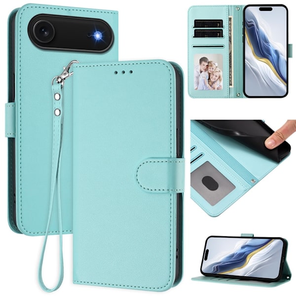 iPhone Air Plånboksfodral Läder med Handledsrem Grön