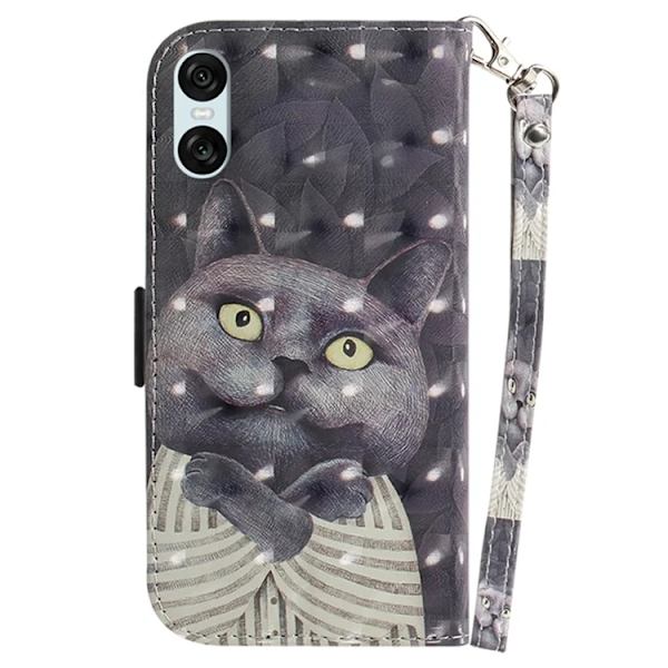 Sony Xperia 10 VI Konstläder Plånboksfodral 3D Pattern - Cat Svart