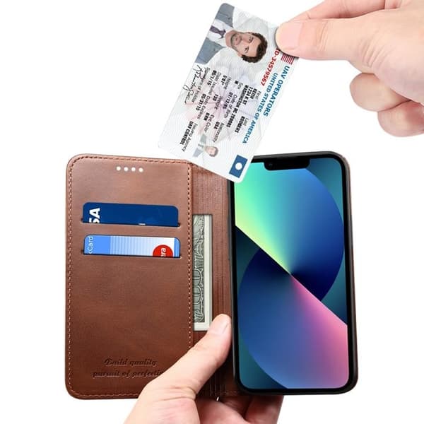 SUTENI iPhone 14 Plus Plånboksfodral Magnetic Kickstand - Brun
