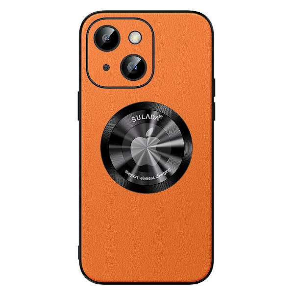 SULADA Mobilskal till iPhone 15 Plus Microfiber Läder + TPU Stöttålig Orange