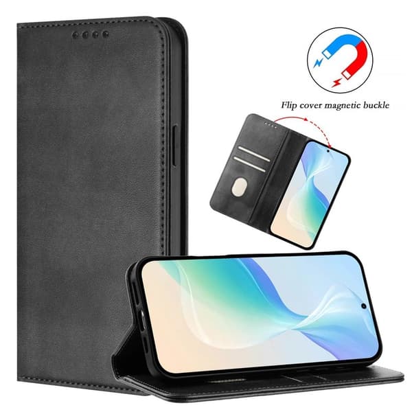 Samsung Galaxy S26 / S26 Pro Plånboksfodral Retro Textur RFID-Skydd - Svart
