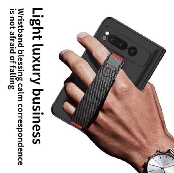 GKK Google Pixel Fold Mobilskal Wristband Kickstand Carbon - Sort Black