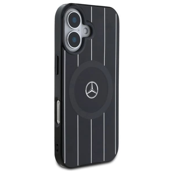 Mercedes telefontaske til iPhone 16 MagSafe MB krydsede linjer - sort Black