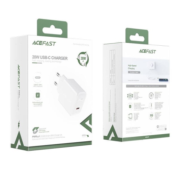 Acefast Vægoplader USB-C 20W - Hvid