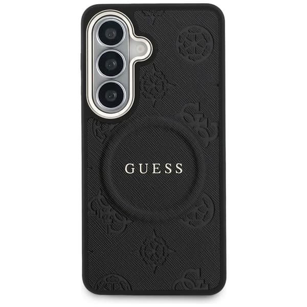 Guess Mobilskal För Galaxy S26 MagSafe Saffiano Peony Embossed Ring Svart