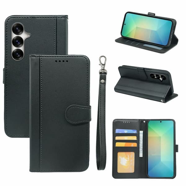 Plånboksfodral för Samsung Galaxy S26 Plus Magnetiskt Konstläder - Svart