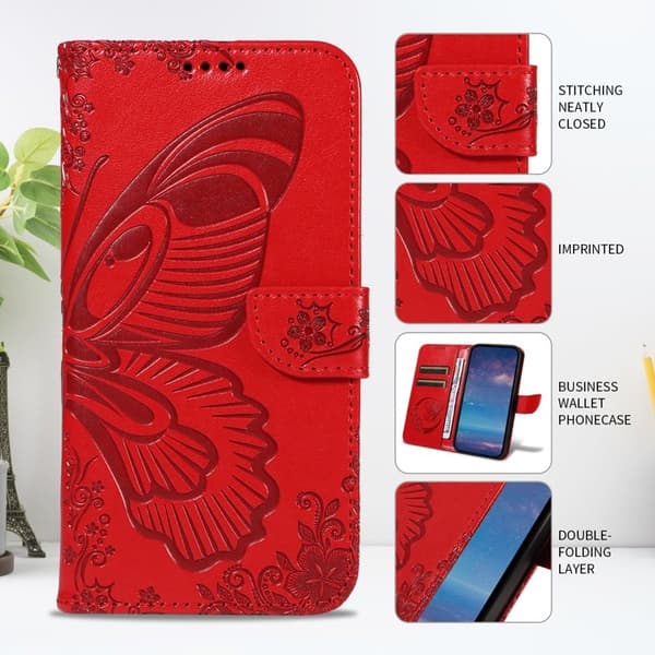 Samsung Galaxy S26 Plus Skal PU Läder Folio Flip - Röd