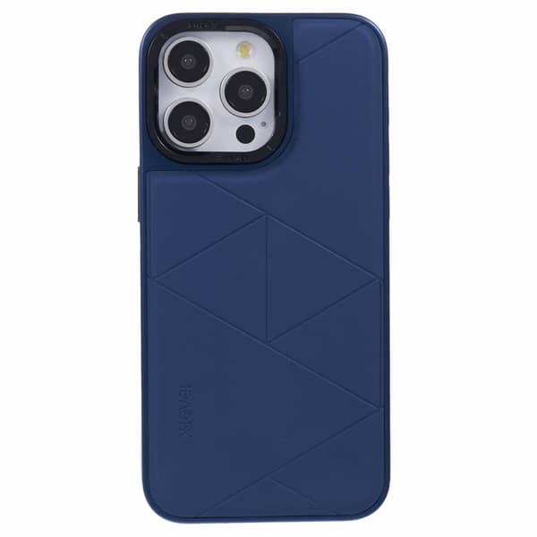 X-LEVEL Mobilskal till iPhone 15 Pro Geometrisk Linje Läder+PC+TPU Blå
