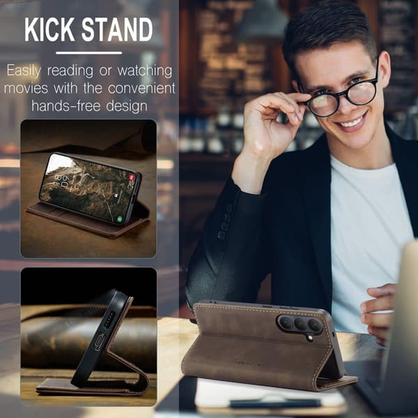 CaseMe Plånboksfodral för Samsung Galaxy S26 Plus Konstläder Ställ - Kaffe