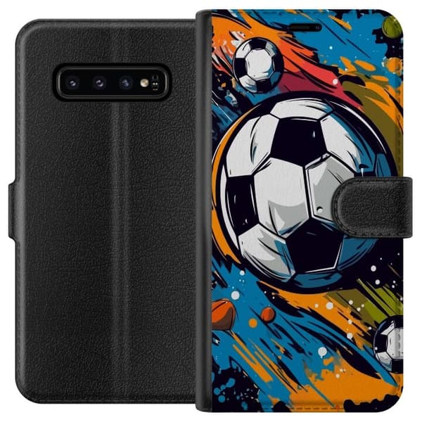 Plånboksfodral till Samsung Galaxy S10 med Fotbollar
