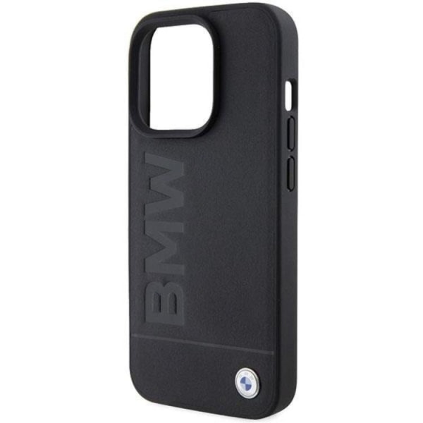 BMW iPhone 15 Pro Mobilcover Læder Hot Stamp - Sort