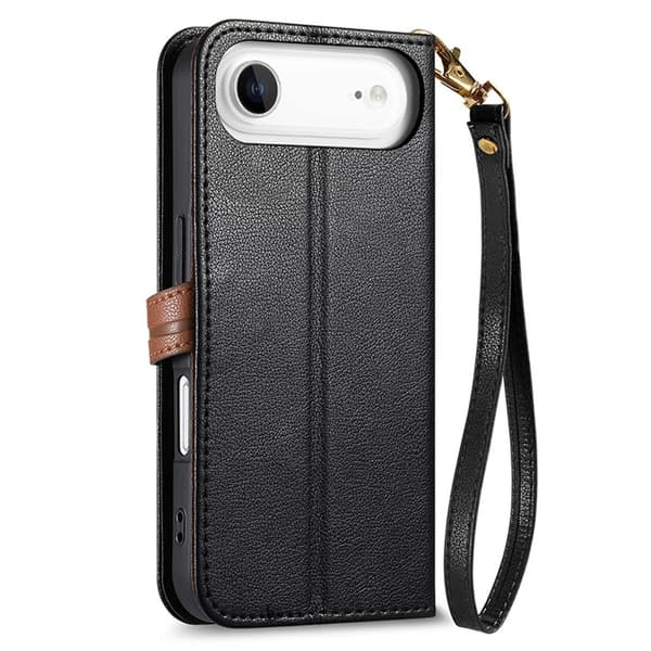 iPhone Air Plånboksfodral Leaf Magnetiskt Spänne Konstläder Svart