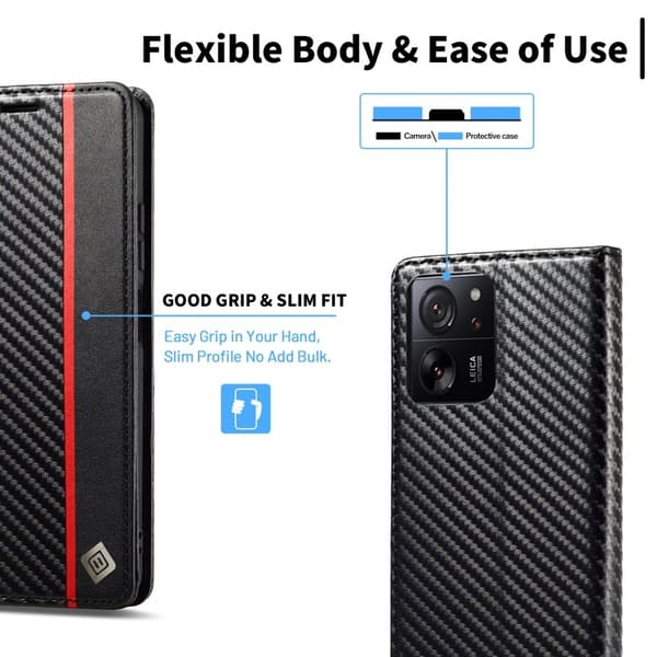 LC.IMEEKE Xiaomi 13T Pro Plånboksfodral TPU+Konstläder - Vertikal Rand