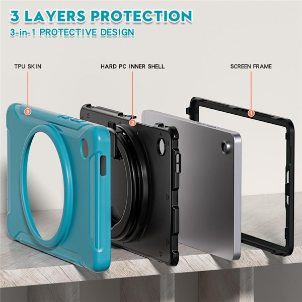 Mobilskal till Galaxy Tab A11 Rotary Kickstand Handle - Blå Blå
