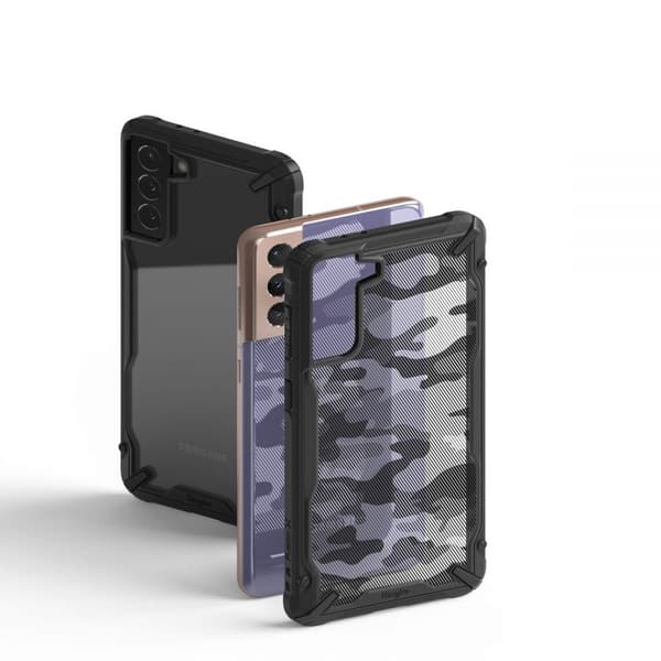 RINGKE Fusion X mobiltelefonetui til Galaxy S21+Plus Camo Sort Black