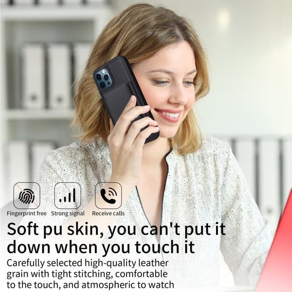 BETOPNICE iPhone 12 Pro Max Plånboksfodral Konstläder - Svart