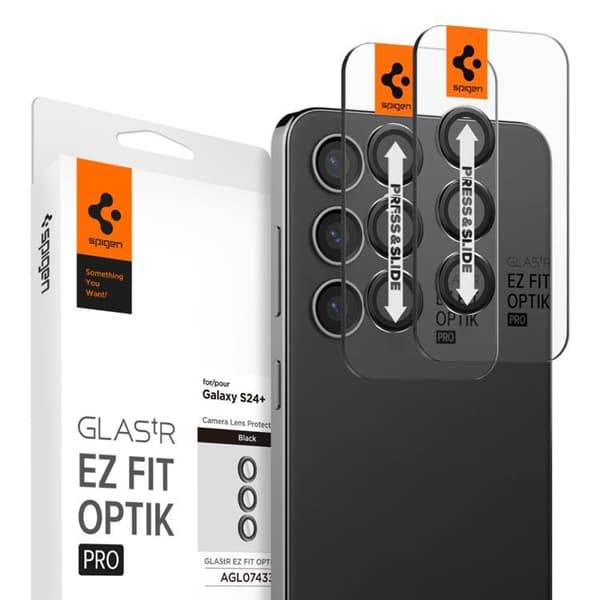 Spigen [2-Pack] Galaxy S23 FE Kameralinsskydd Härdat glas EZ-Fit Black