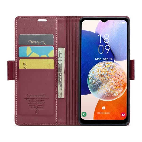 CASEME Plånboksfodral Konstläder för Samsung Galaxy A14 5G - Röd
