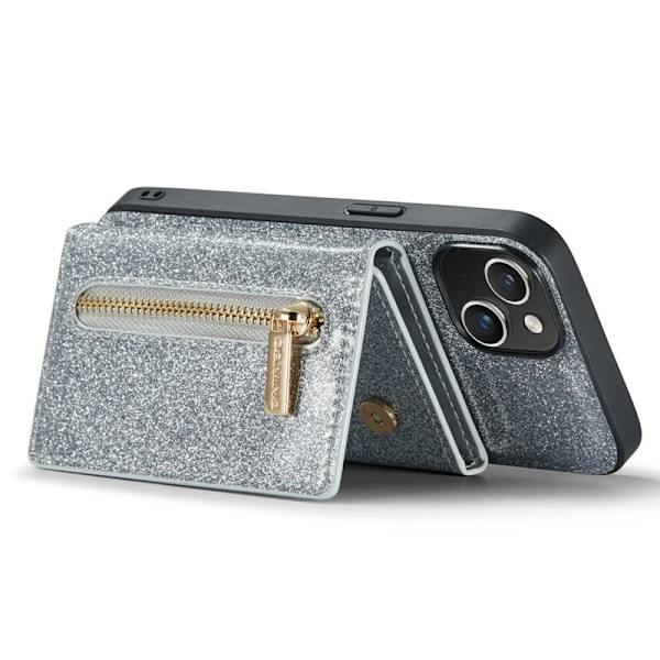 DG.MING M3 Series iPhone 15 Plus Konstläder Plånboksfodral Kickstand Silver