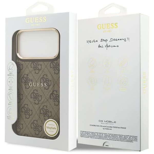 Guess Mobilskal till iPhone 17 Pro Max MagSafe 4G PU Classic Logo - Brun Brun