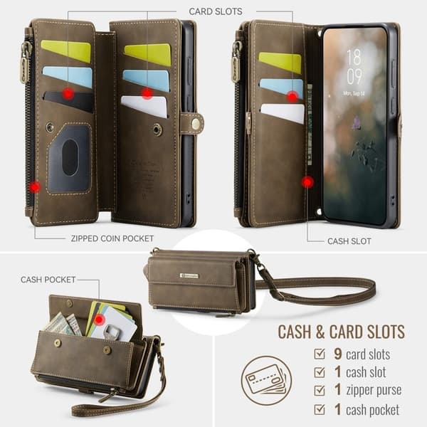 CASEME Konstläder Plånboksfodral för Samsung Galaxy S20 FE - RFID-Skydd, Brun