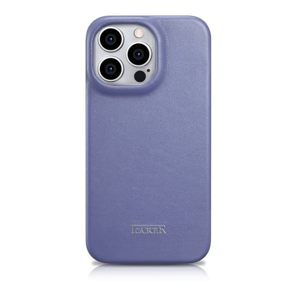 iCarer iPhone 14 Pro Max Plånboksfodral MagSafe CE Äkta Läder Lila
