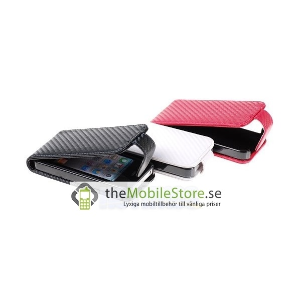 Carbon Fiber mobilväska till Apple iPhone 4S / 4 (Magenta)