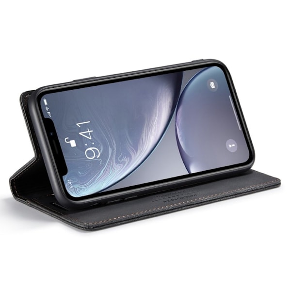 AUTSPACE A01 iPhone XR Plånboksfodral Konstläder - Svart
