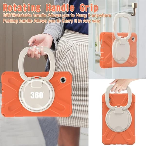 Mobilskal till Galaxy Tab A9 Kickstand Handle Grip - Coral Orange Orange