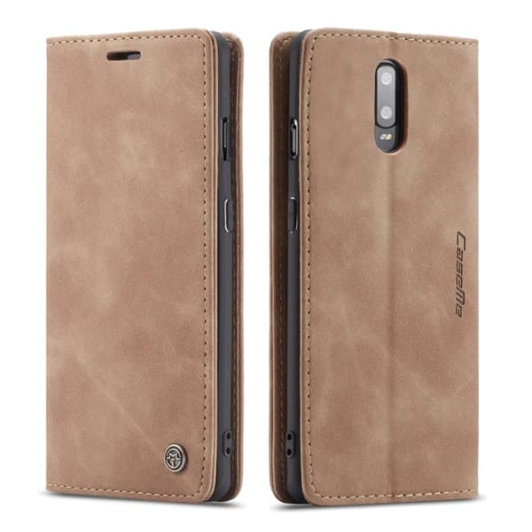 CASEME 013 Flip Konstläder Plånboksfodral för OnePlus 7 - Brun