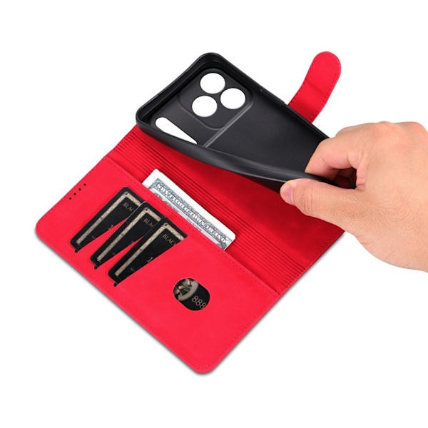 AZNS iPhone 17 Pro Plånboksfodral Konstläder - Röd