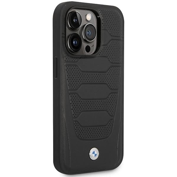 BMW iPhone 14 Pro Max Mobilskal Läder Seats Pattern - Svart Svart