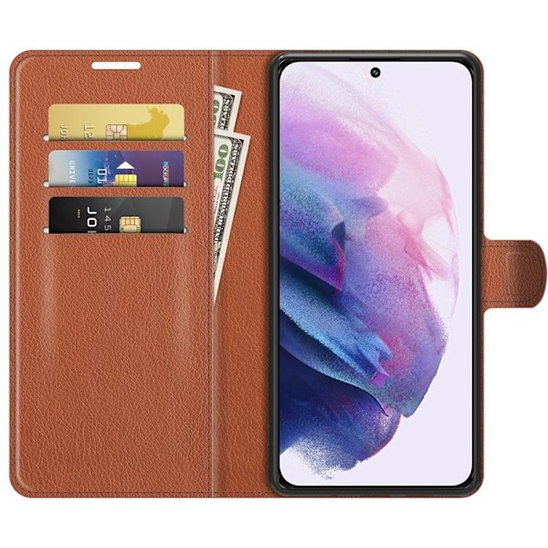 Litchi Magnetic Fodral Galaxy S22 Plus 5G - Brun Brun