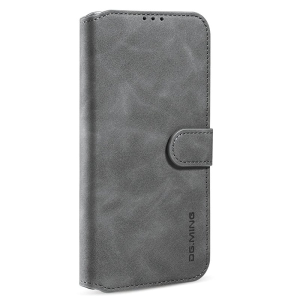 DG.MING Stand Plånboksfodral Retro i Konstläder för iPhone 13 Pro - Grå