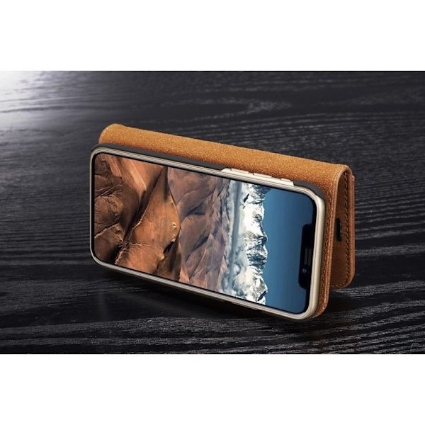DG.MING iPhone X/XS Plånboksfodral Äkta läder - Chockresistent Brun