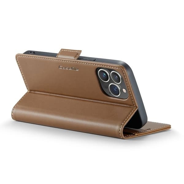 CASEME iPhone 14 Pro Plånboksfodral Konstläder RFID-Skydd Brun