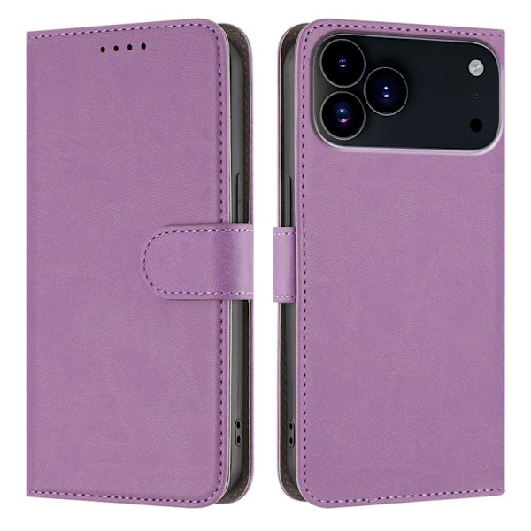 iPhone 17 Pro Konstläder Plånboksfodral Solid Color - Lila Lila