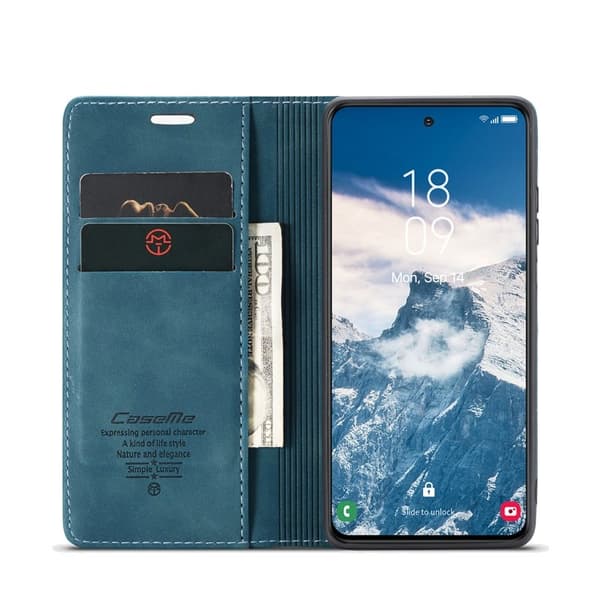 CASEME 013 Plånboksfodral till Samsung Galaxy S25 Konstläder - Blå