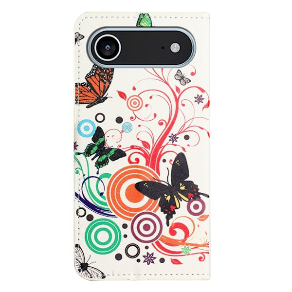 iPhone Air Konstläder Plånboksfodral Pattern Print - Vit Fjäril Vit